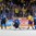 HELSINKI, FINLAND - JANUARY 4: Sweden's Rasmus Asplund #18 and Alexander Nylander #19 after a first period goal against Finland's Kaapo Kahkonen #1 while Kasperi Kapanen #24, Olli Juolevi #4 and Joni Tuulola #6 look on during semifinal round action at the 2016 IIHF World Junior Championship. (Photo by Andre Ringuette/HHOF-IIHF Images)

